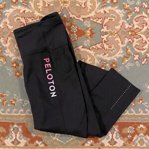 Peloton Black Leggings with Pink Logo